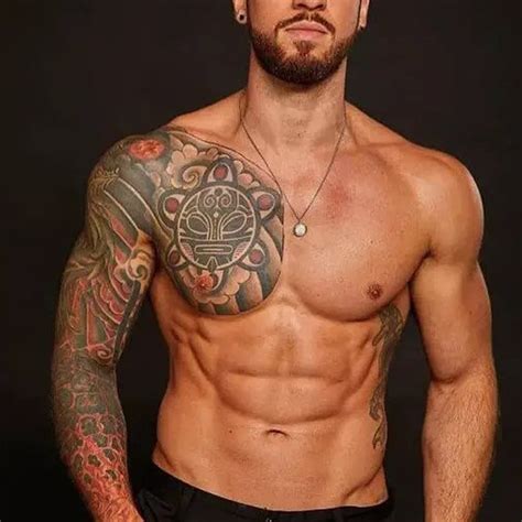 pec tattoos for men|men's half chest tattoos.